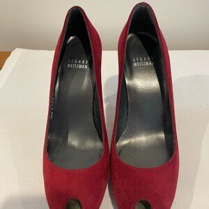 Stuart Weitzman Merlot Suede Peep Toe Platform Pump